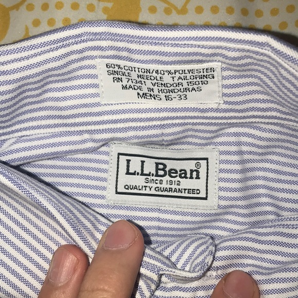 L.L.Bean White Blue Striped Button Down - Picture 2 of 4